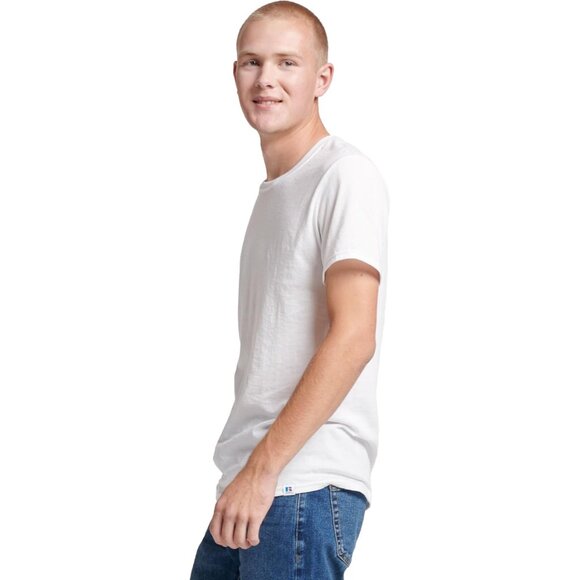 Russell Athletic Men's White Imported Pull On Dri-power Short Sleeve Tees - Picture 3 of 4